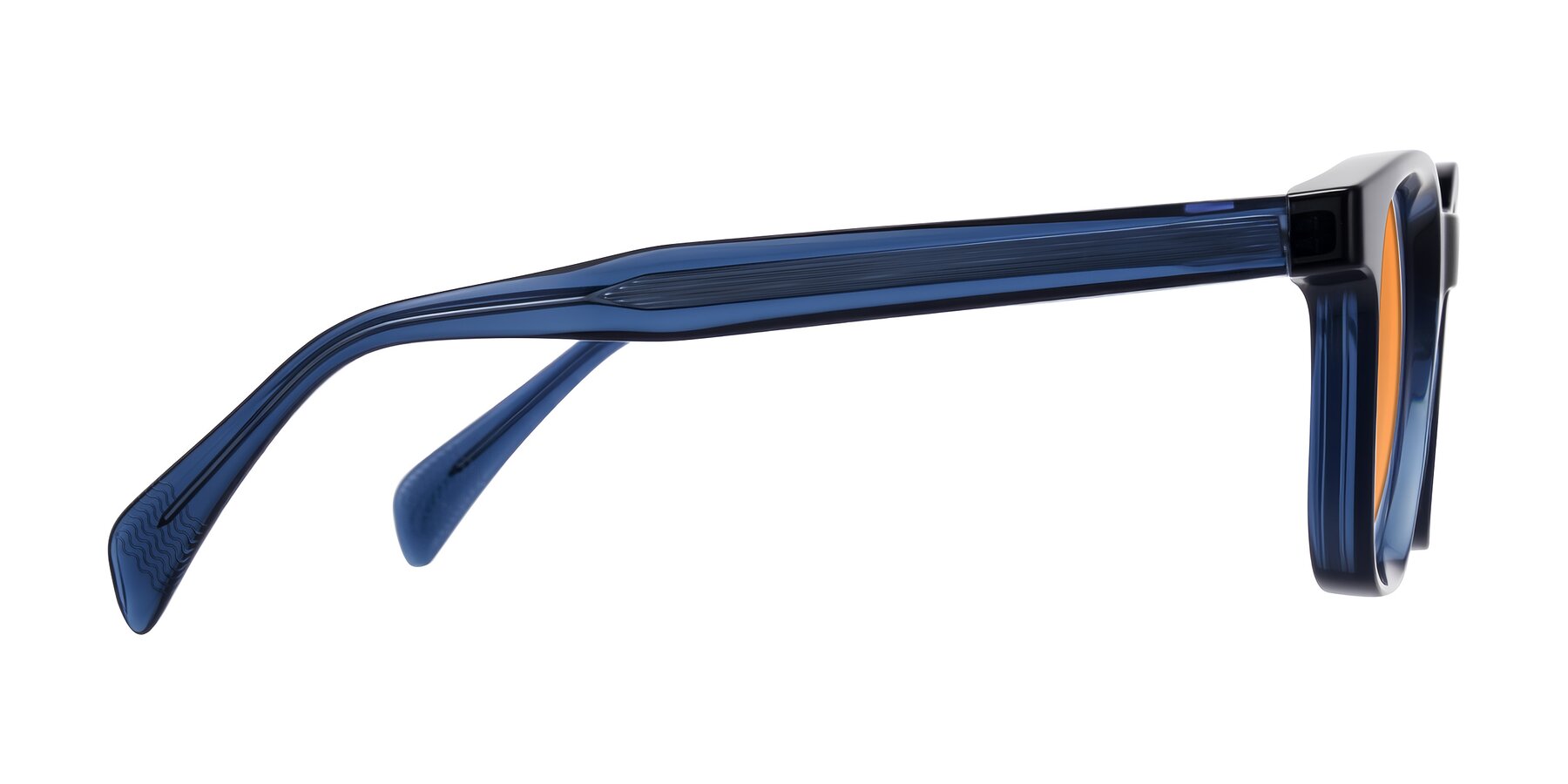 Side of Mysterious in Dark Blue with Orange Tinted Lenses
