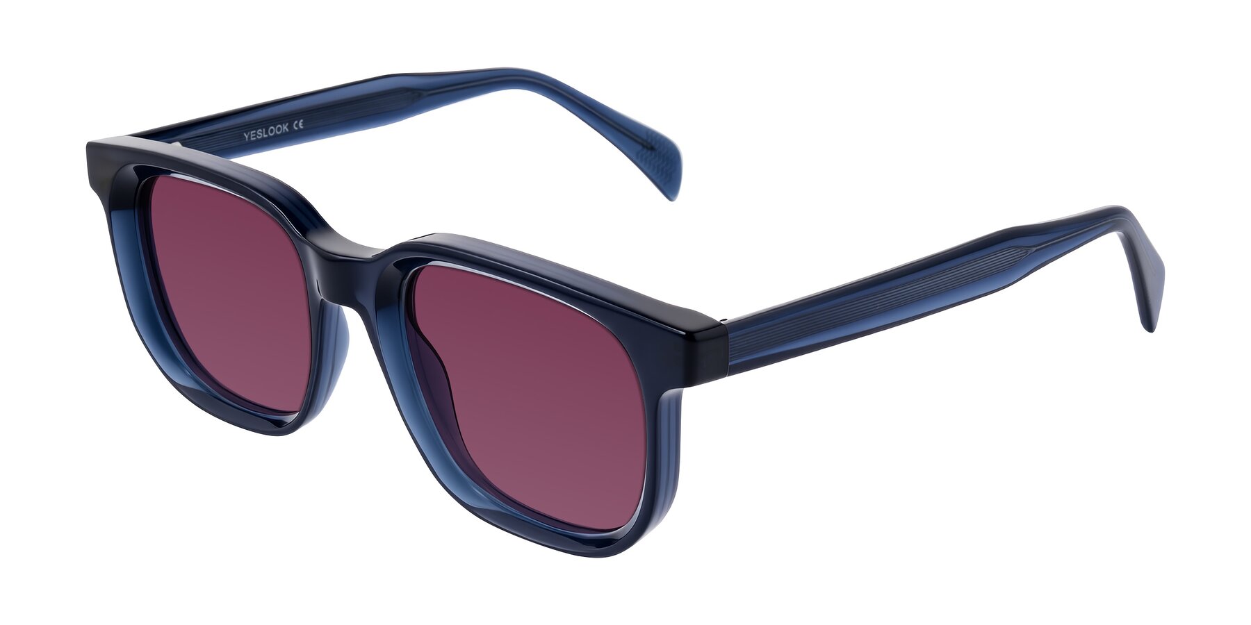 Angle of Mysterious in Dark Blue with Wine Tinted Lenses
