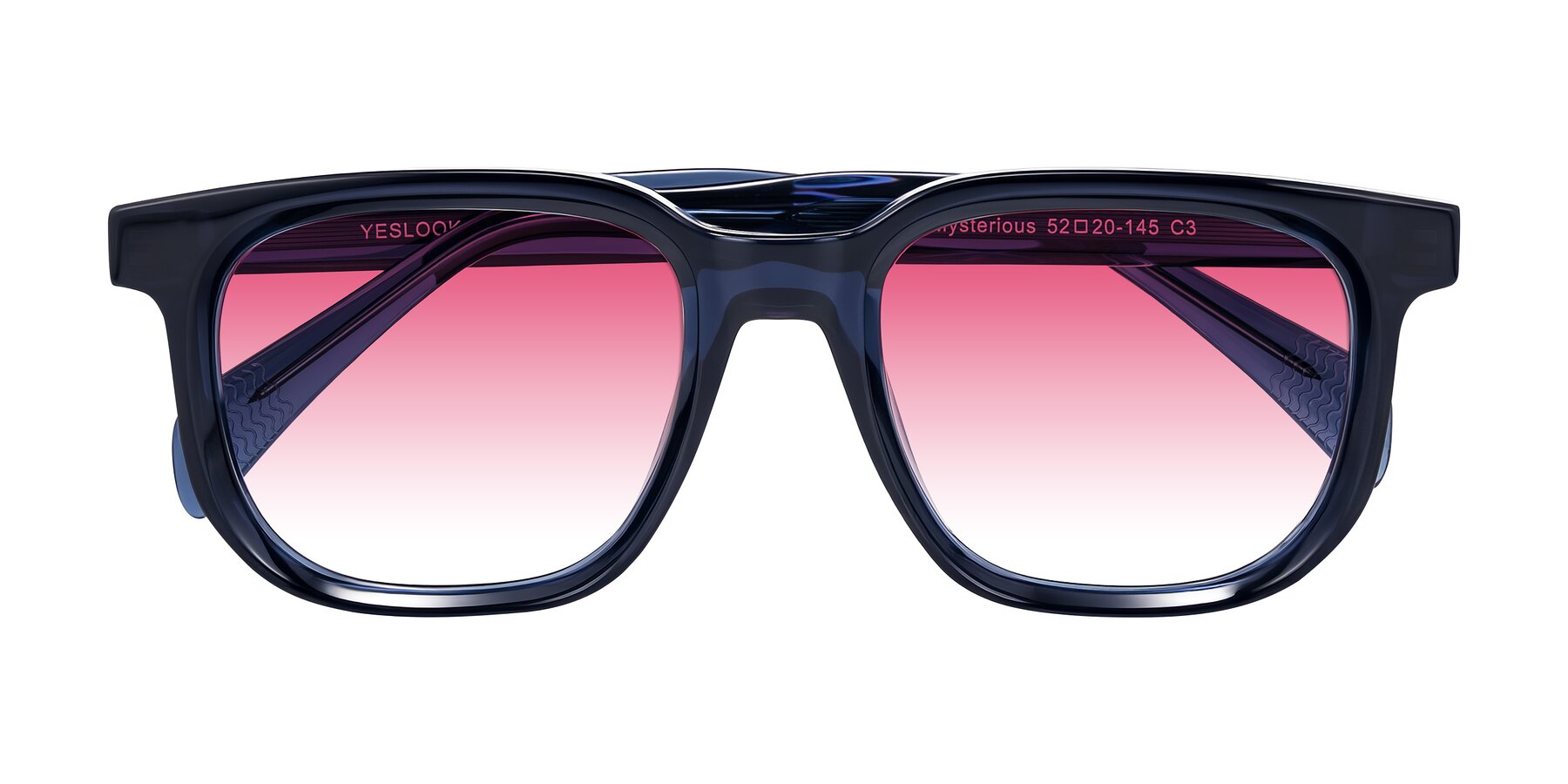 Folded Front of Mysterious in Dark Blue with Pink Gradient Lenses