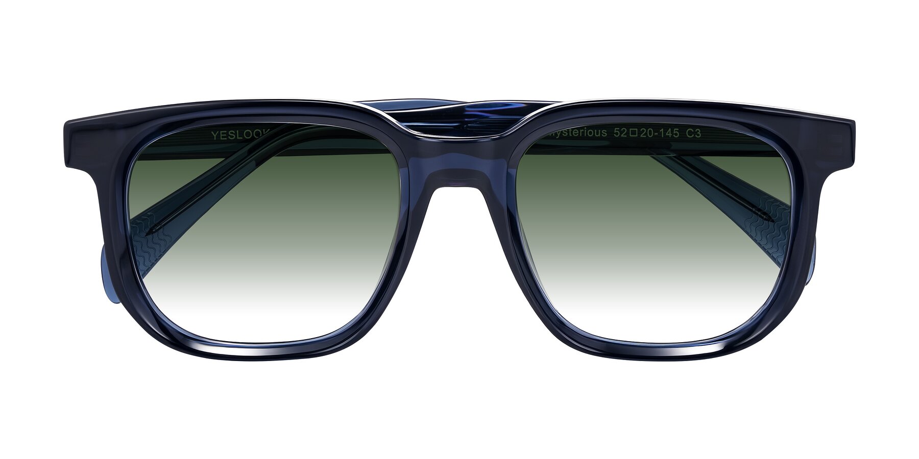 Folded Front of Mysterious in Dark Blue with Green Gradient Lenses
