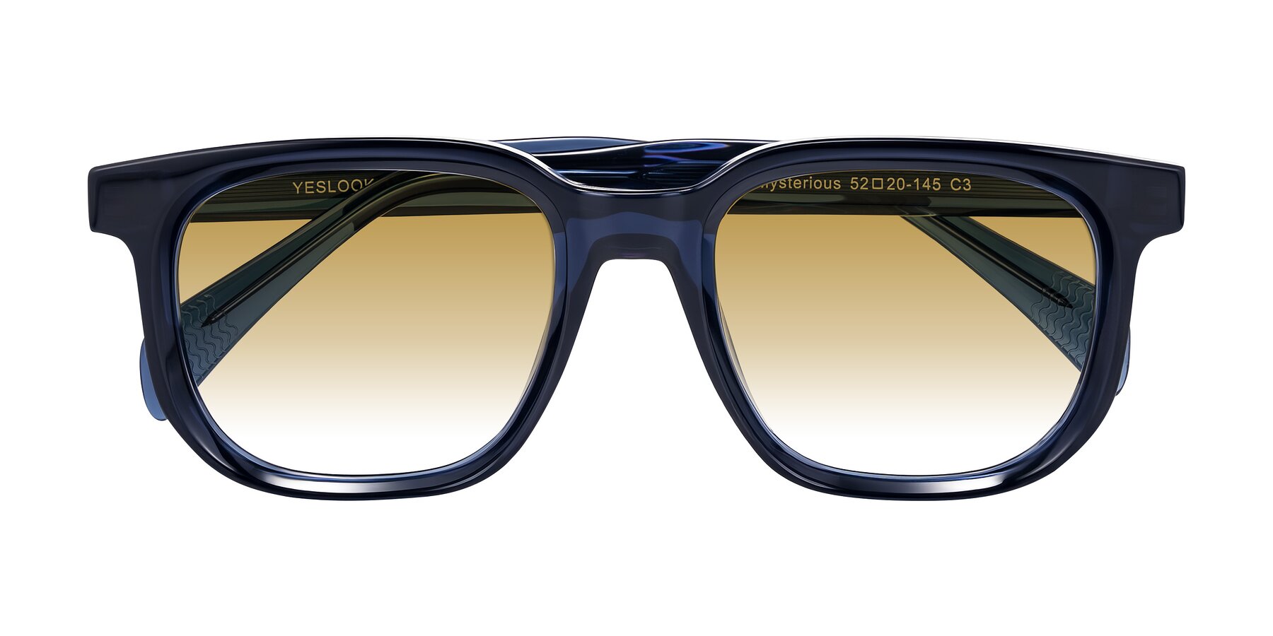 Folded Front of Mysterious in Dark Blue with Champagne Gradient Lenses