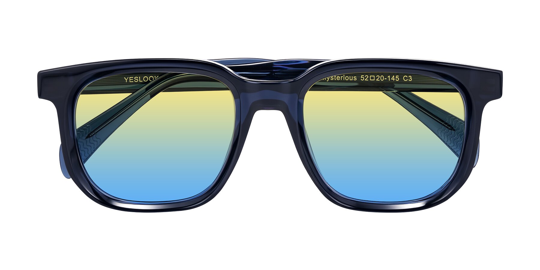 Folded Front of Mysterious in Dark Blue with Yellow / Blue Gradient Lenses
