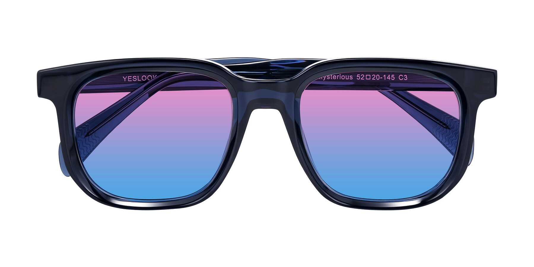 Folded Front of Mysterious in Dark Blue with Pink / Blue Gradient Lenses