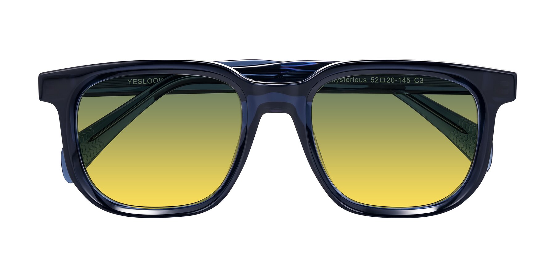 Folded Front of Mysterious in Dark Blue with Green / Yellow Gradient Lenses