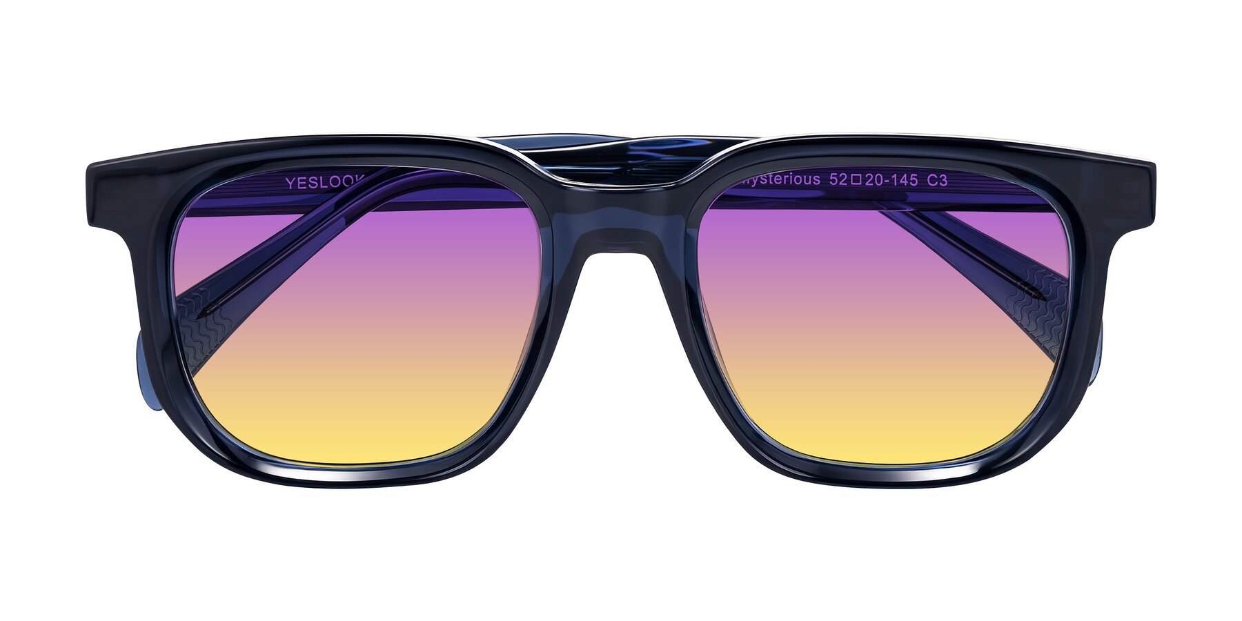 Folded Front of Mysterious in Dark Blue with Purple / Yellow Gradient Lenses
