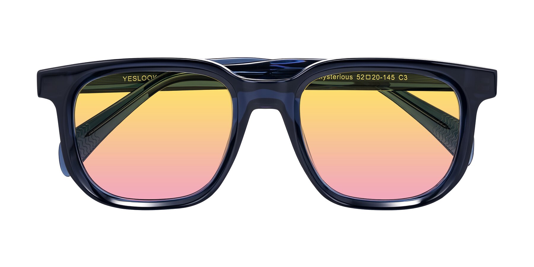 Folded Front of Mysterious in Dark Blue with Yellow / Pink Gradient Lenses