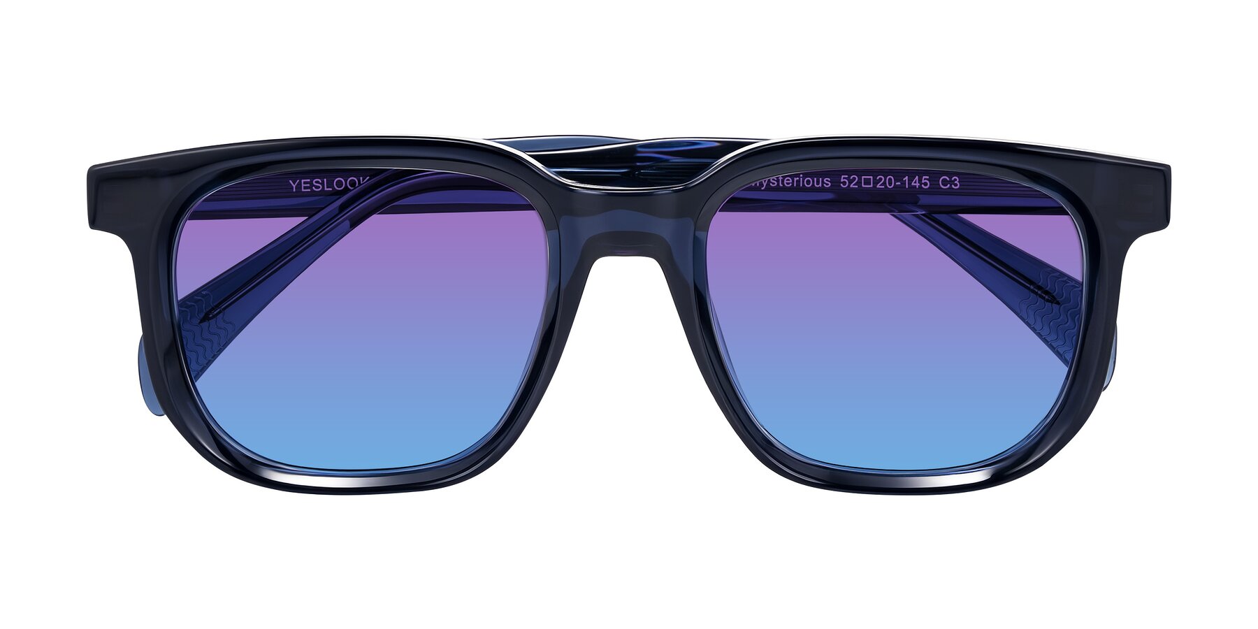 Folded Front of Mysterious in Dark Blue with Purple / Blue Gradient Lenses