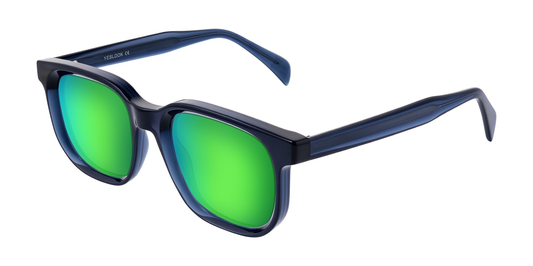 Angle of Mysterious in Dark Blue with Green Mirrored Lenses