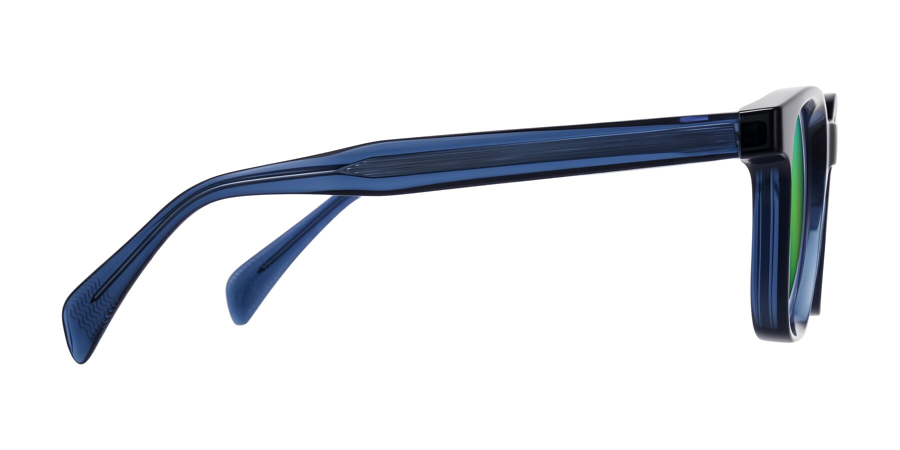 Side of Mysterious in Dark Blue with Green Mirrored Lenses