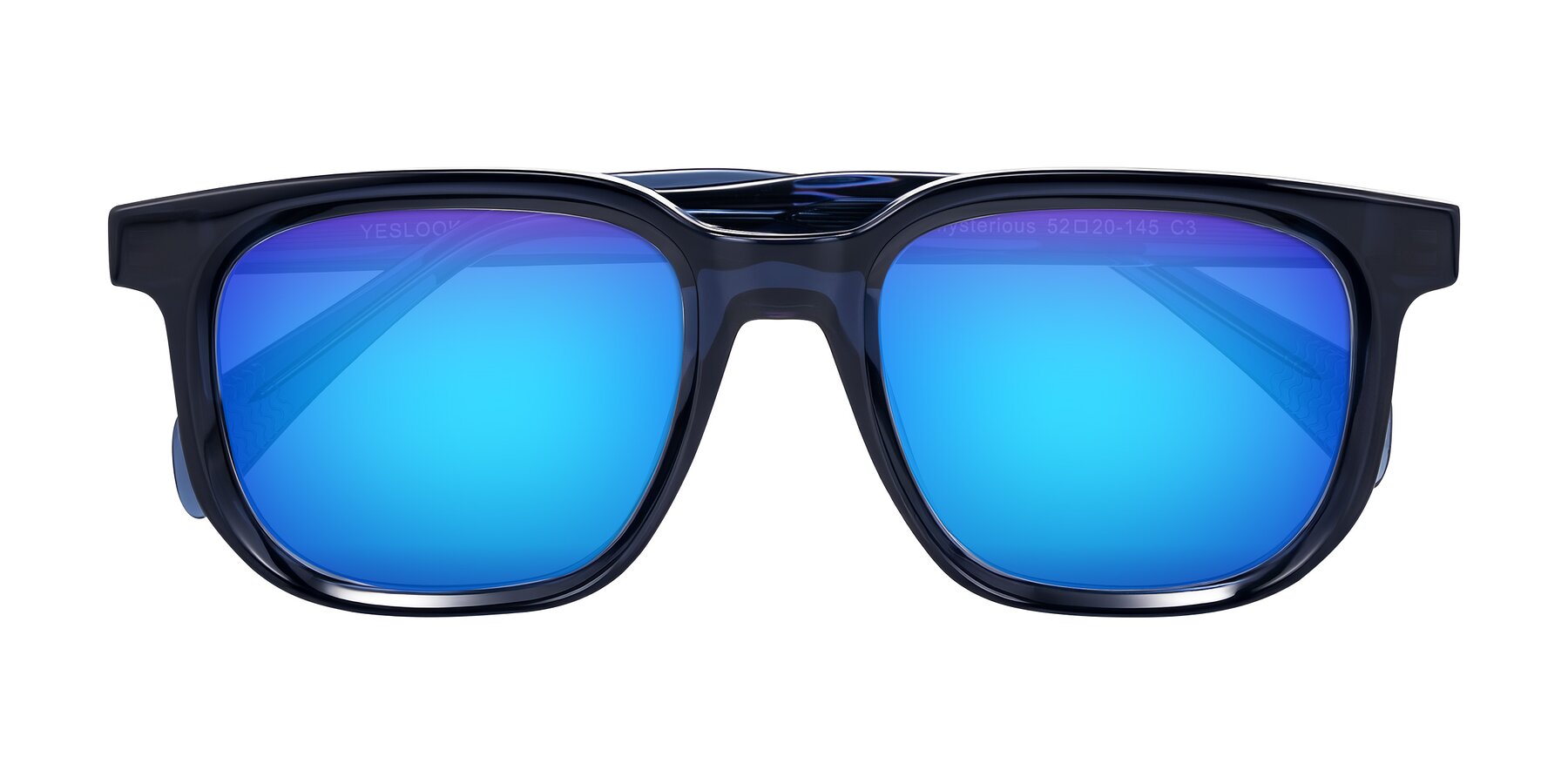 Folded Front of Mysterious in Dark Blue with Blue Mirrored Lenses