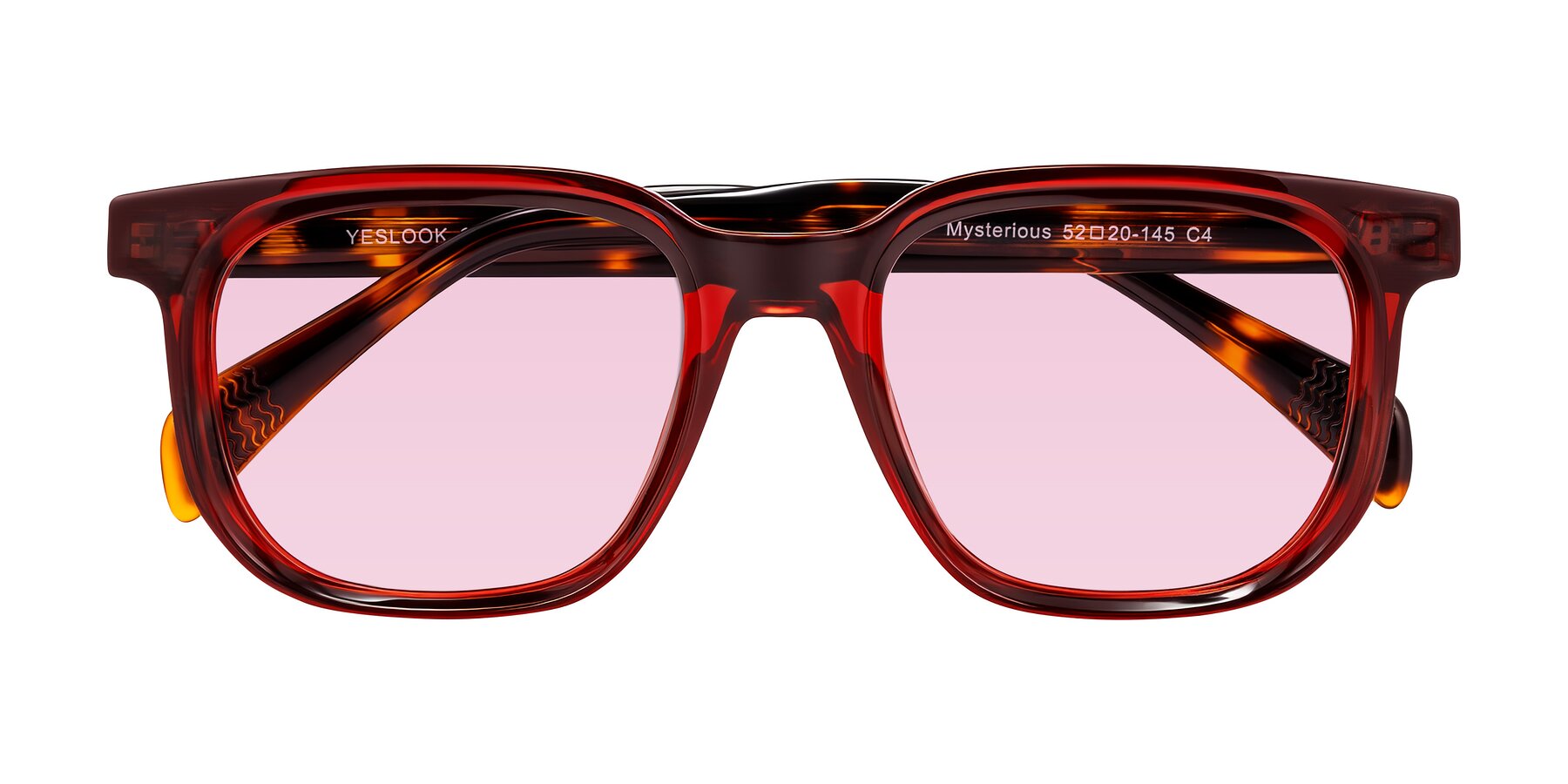 Folded Front of Mysterious in Wine/Tortoise with Light Pink Tinted Lenses