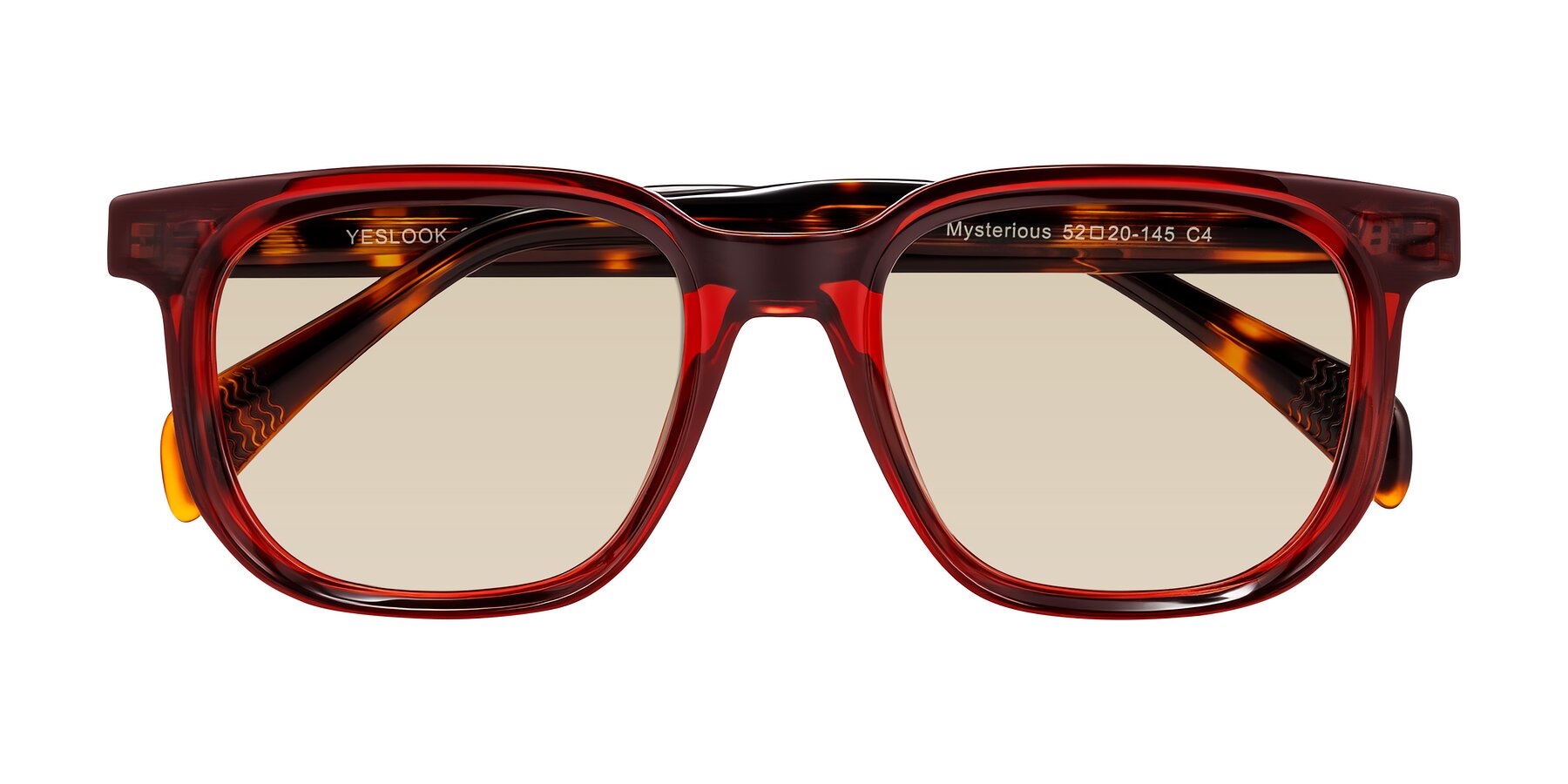 Folded Front of Mysterious in Wine/Tortoise with Light Brown Tinted Lenses