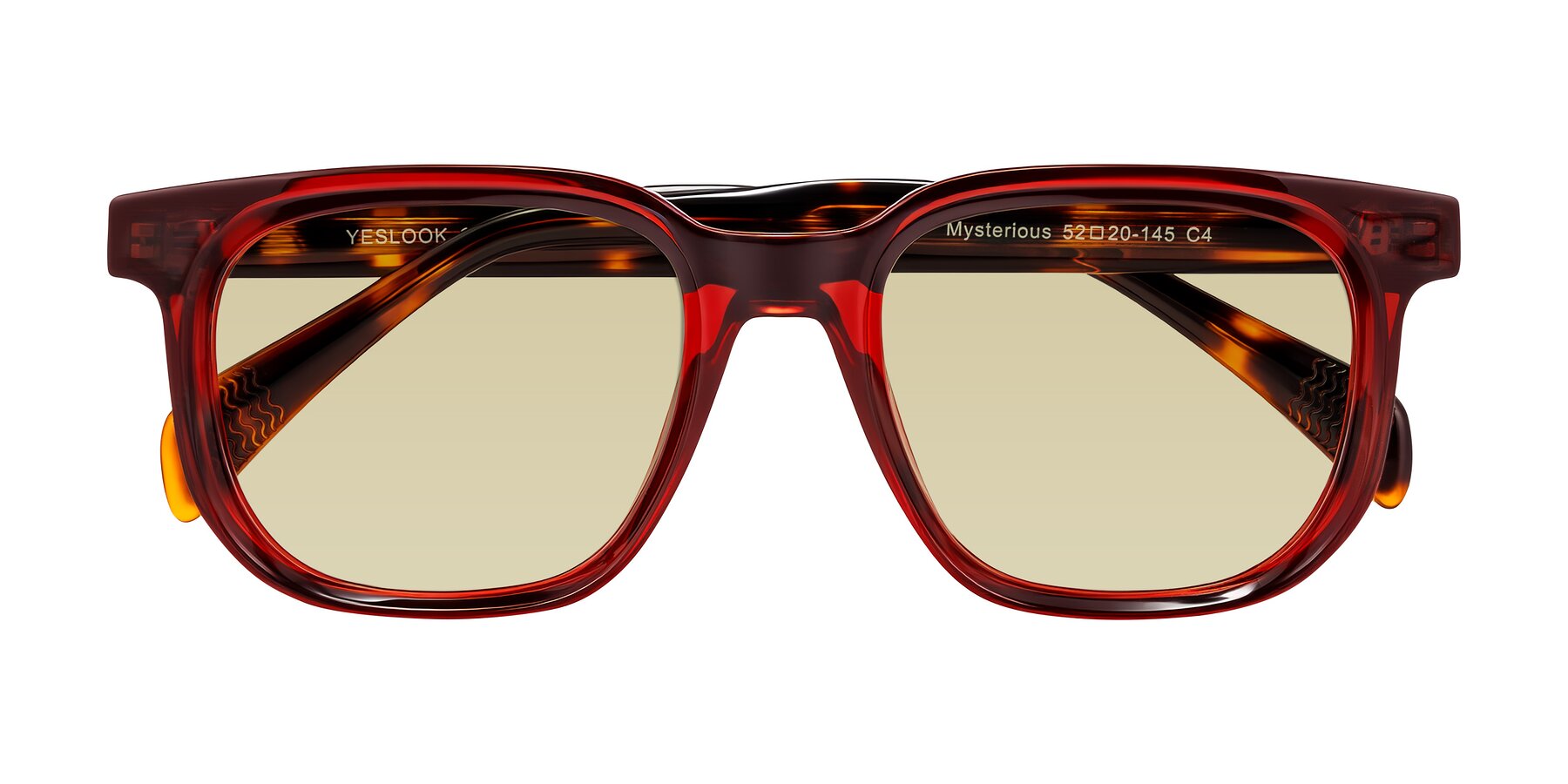 Folded Front of Mysterious in Wine/Tortoise with Light Champagne Tinted Lenses