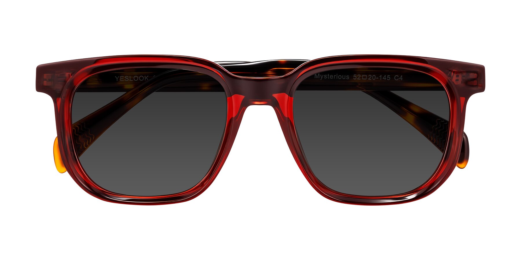 Folded Front of Mysterious in Wine/Tortoise with Gray Tinted Lenses