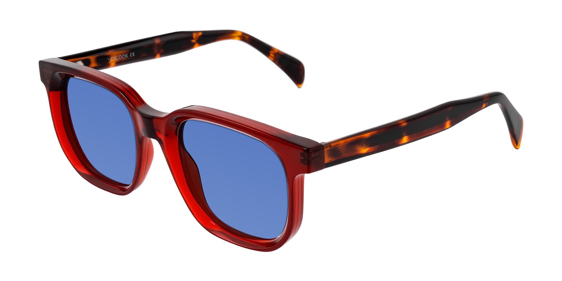 Angle of Mysterious in Wine/Tortoise with Blue Tinted Lenses