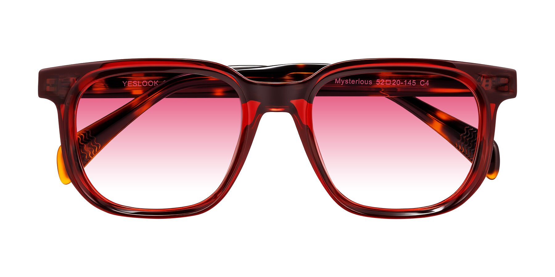 Folded Front of Mysterious in Wine/Tortoise with Pink Gradient Lenses
