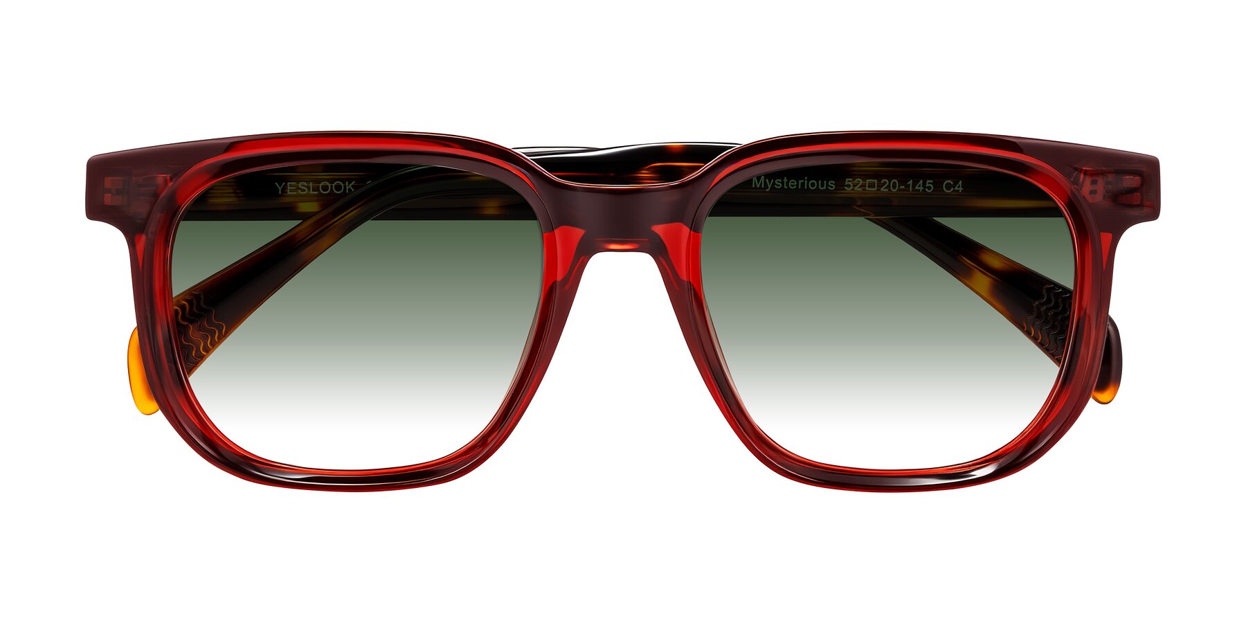 Folded Front of Mysterious in Wine/Tortoise with Green Gradient Lenses