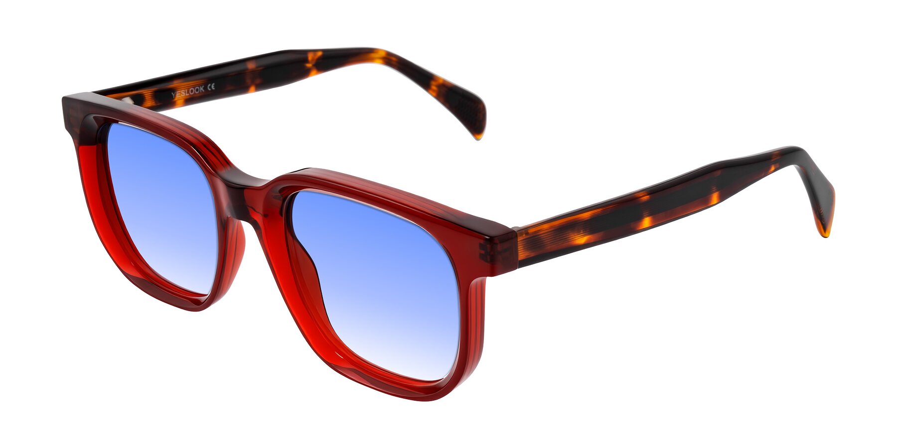 Angle of Mysterious in Wine/Tortoise with Blue Gradient Lenses