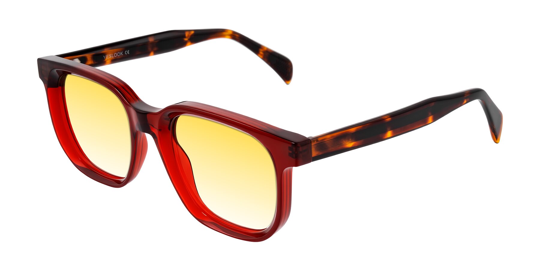 Angle of Mysterious in Wine/Tortoise with Yellow Gradient Lenses