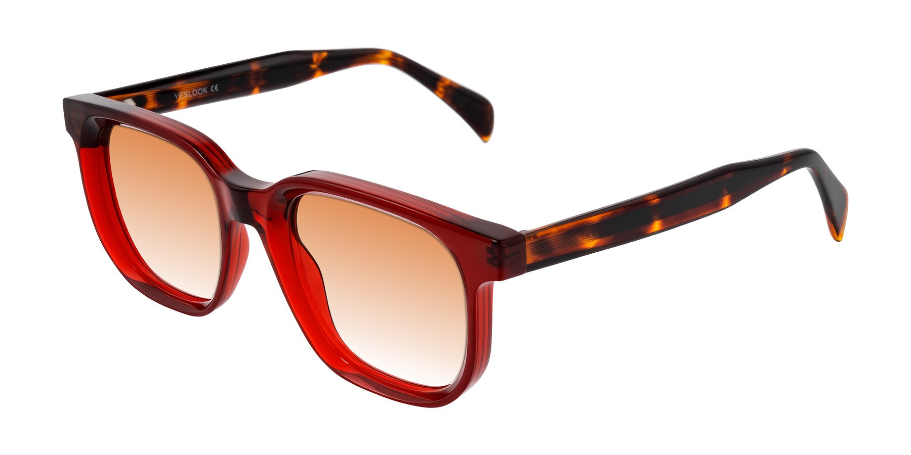 Angle of Mysterious in Wine/Tortoise with Orange Gradient Lenses