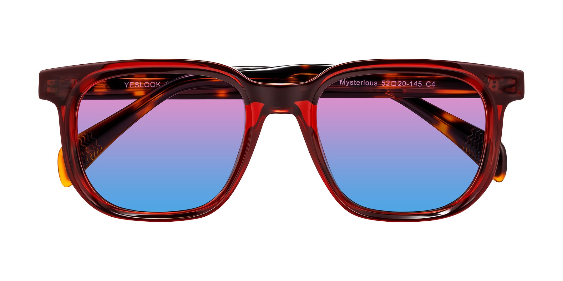 Folded Front of Mysterious in Wine/Tortoise with Pink / Blue Gradient Lenses