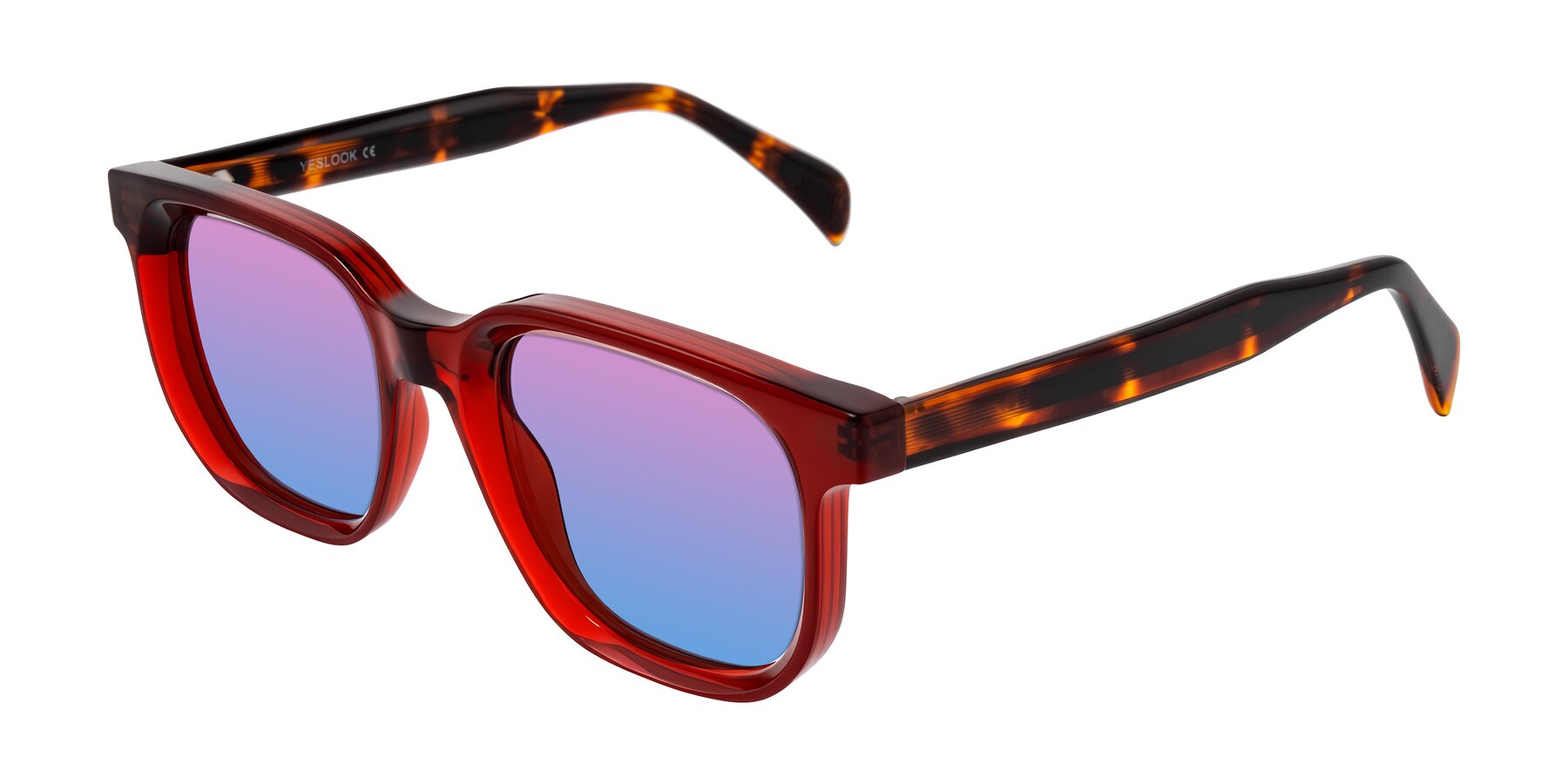 Angle of Mysterious in Wine/Tortoise with Pink / Blue Gradient Lenses