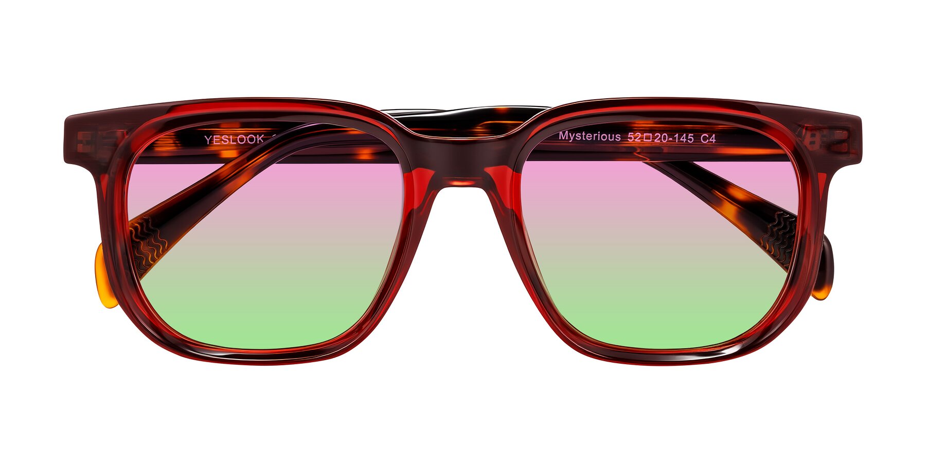 Folded Front of Mysterious in Wine/Tortoise with Pink / Green Gradient Lenses
