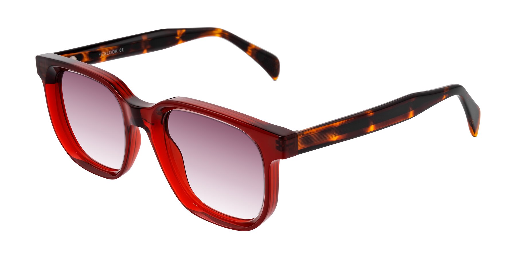 Angle of Mysterious in Wine/Tortoise with Wine Gradient Lenses