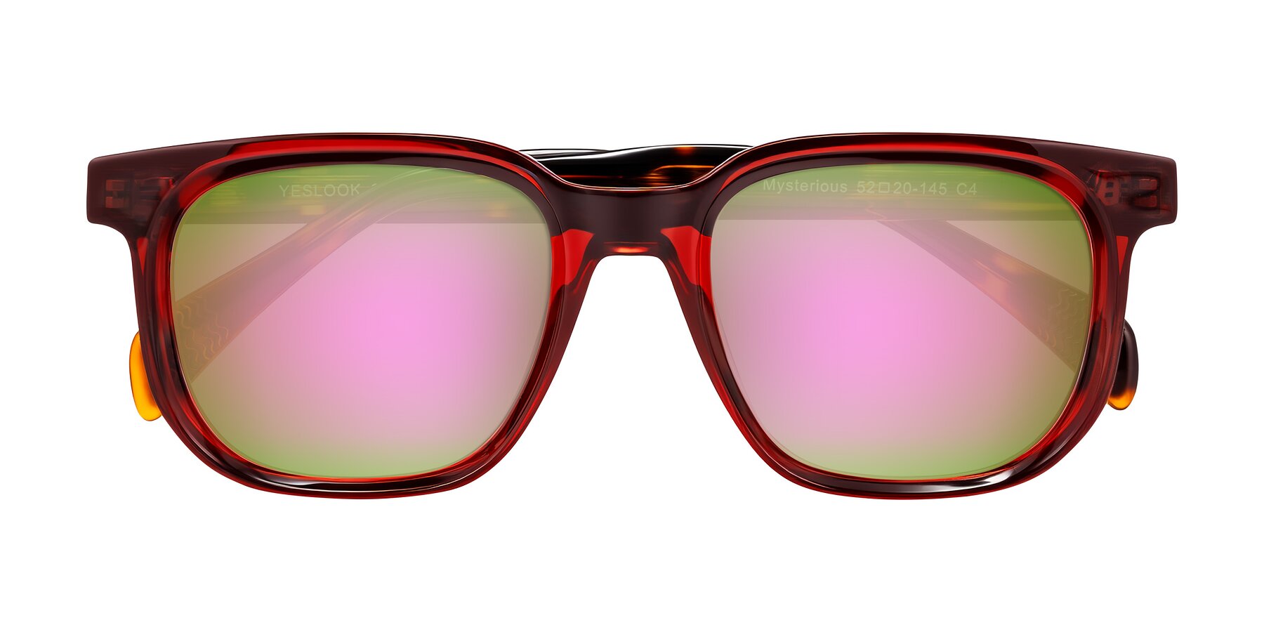 Folded Front of Mysterious in Wine/Tortoise with Pink Mirrored Lenses