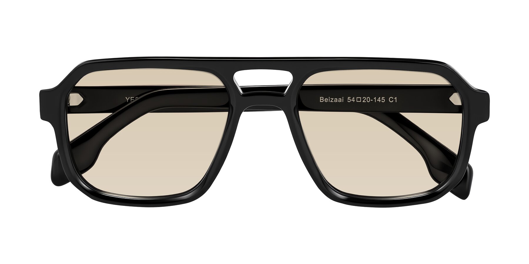 Folded Front of Beizaai in Black with Light Brown Tinted Lenses