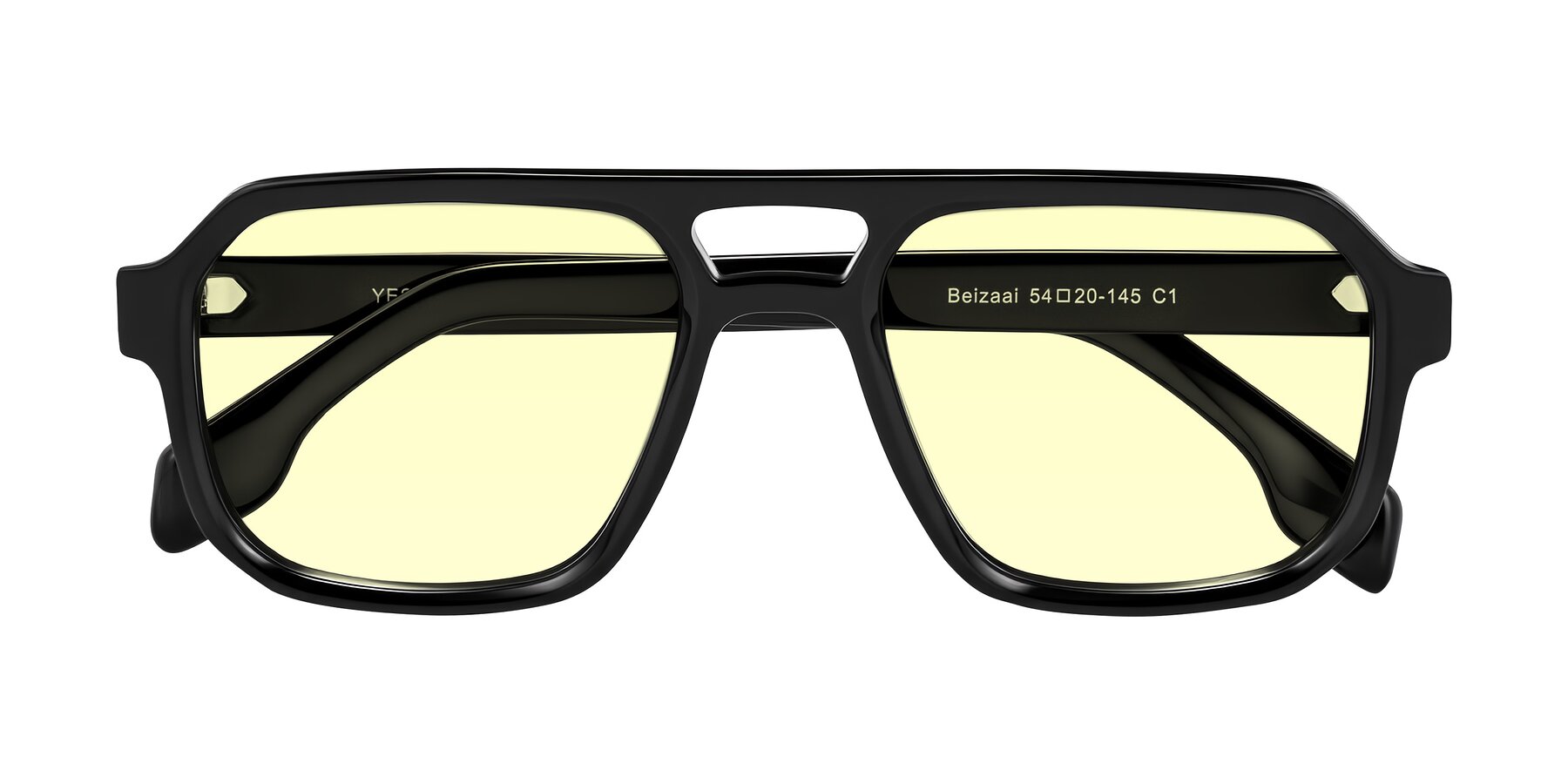 Folded Front of Beizaai in Black with Light Yellow Tinted Lenses