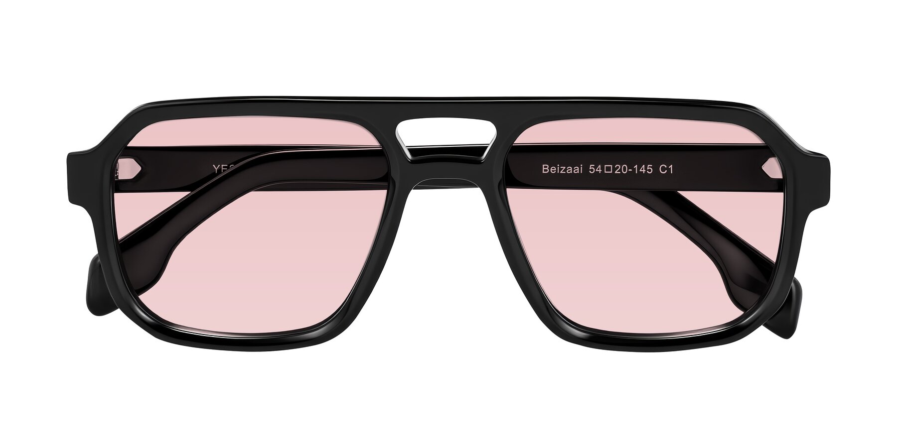 Folded Front of Beizaai in Black with Light Garnet Tinted Lenses