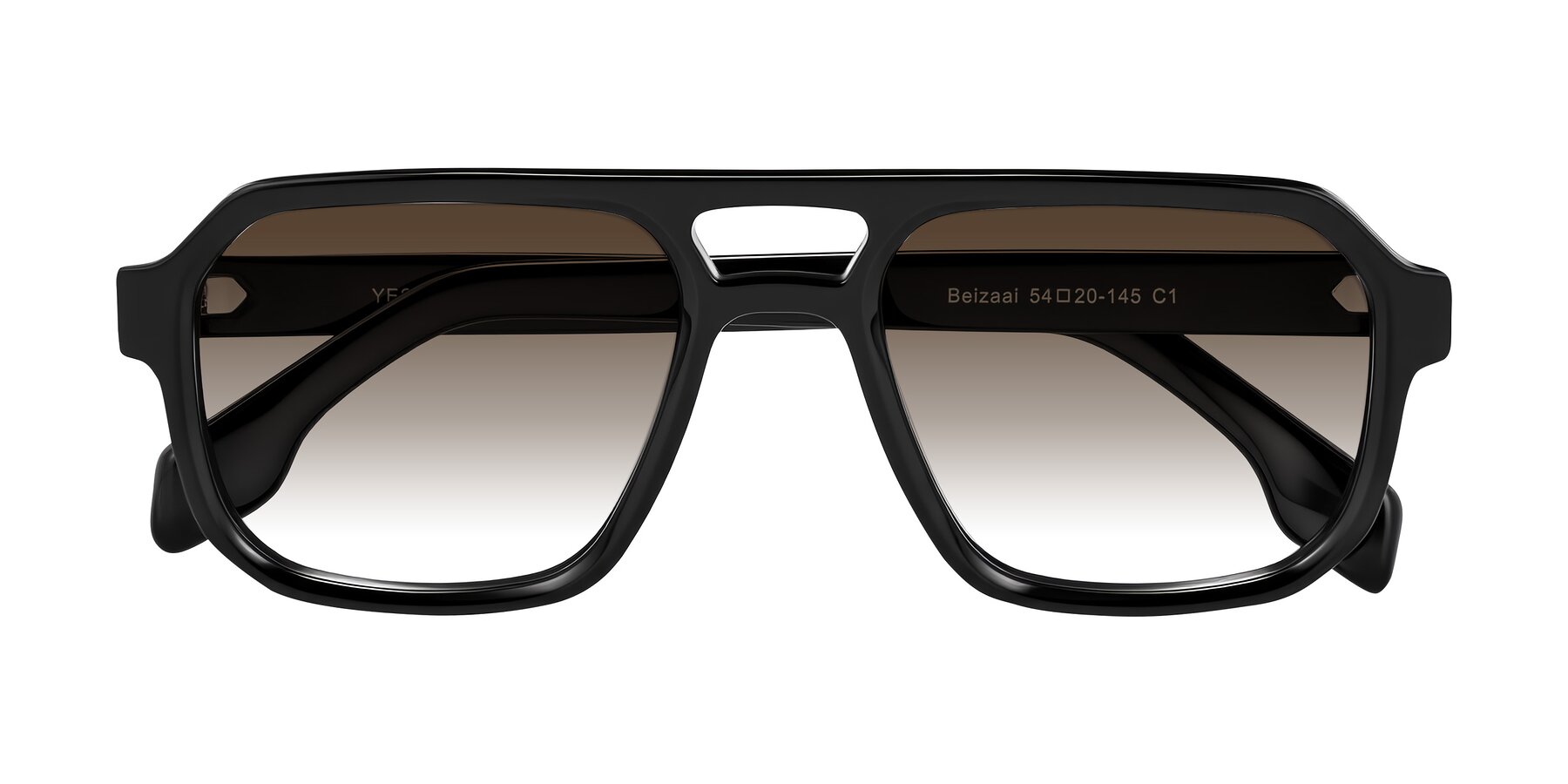 Folded Front of Beizaai in Black with Brown Gradient Lenses