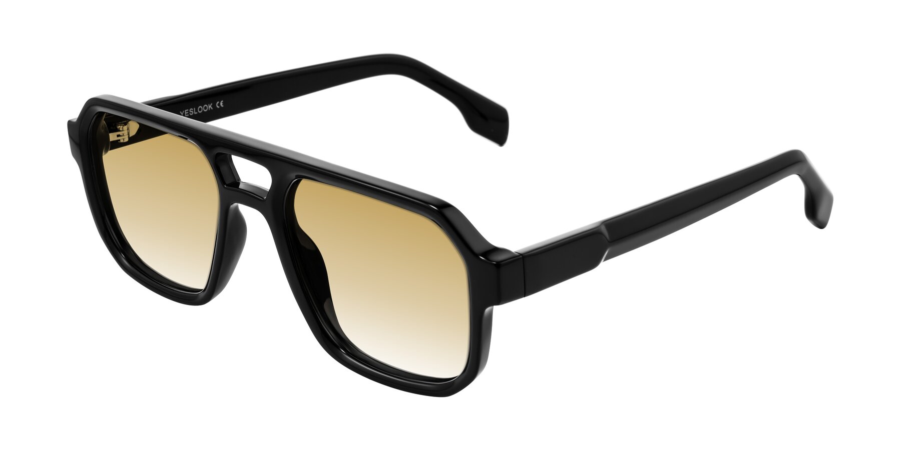 Angle of Beizaai in Black with Champagne Gradient Lenses