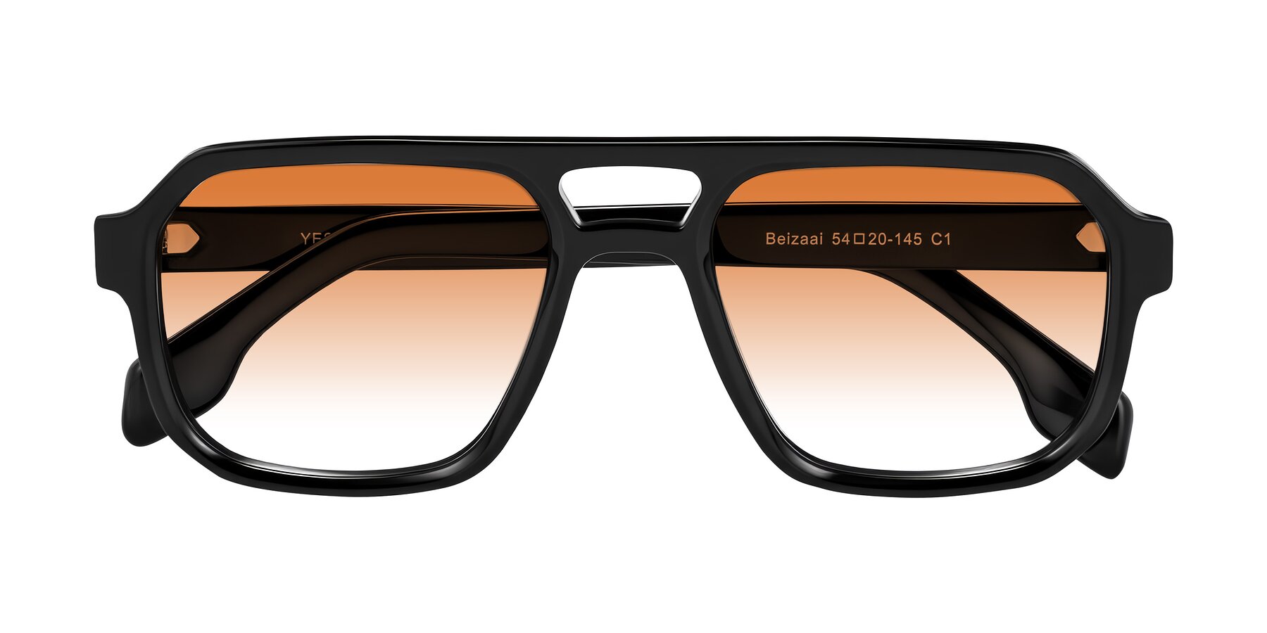 Folded Front of Beizaai in Black with Orange Gradient Lenses
