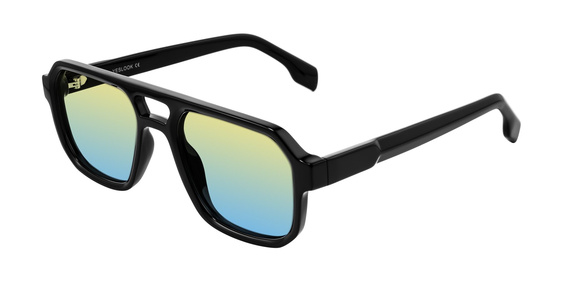 Angle of Beizaai in Black with Yellow / Blue Gradient Lenses