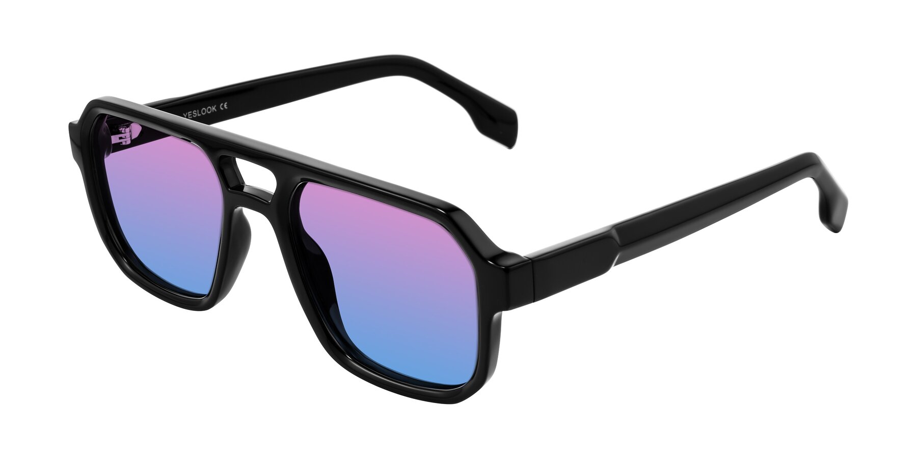 Angle of Beizaai in Black with Pink / Blue Gradient Lenses