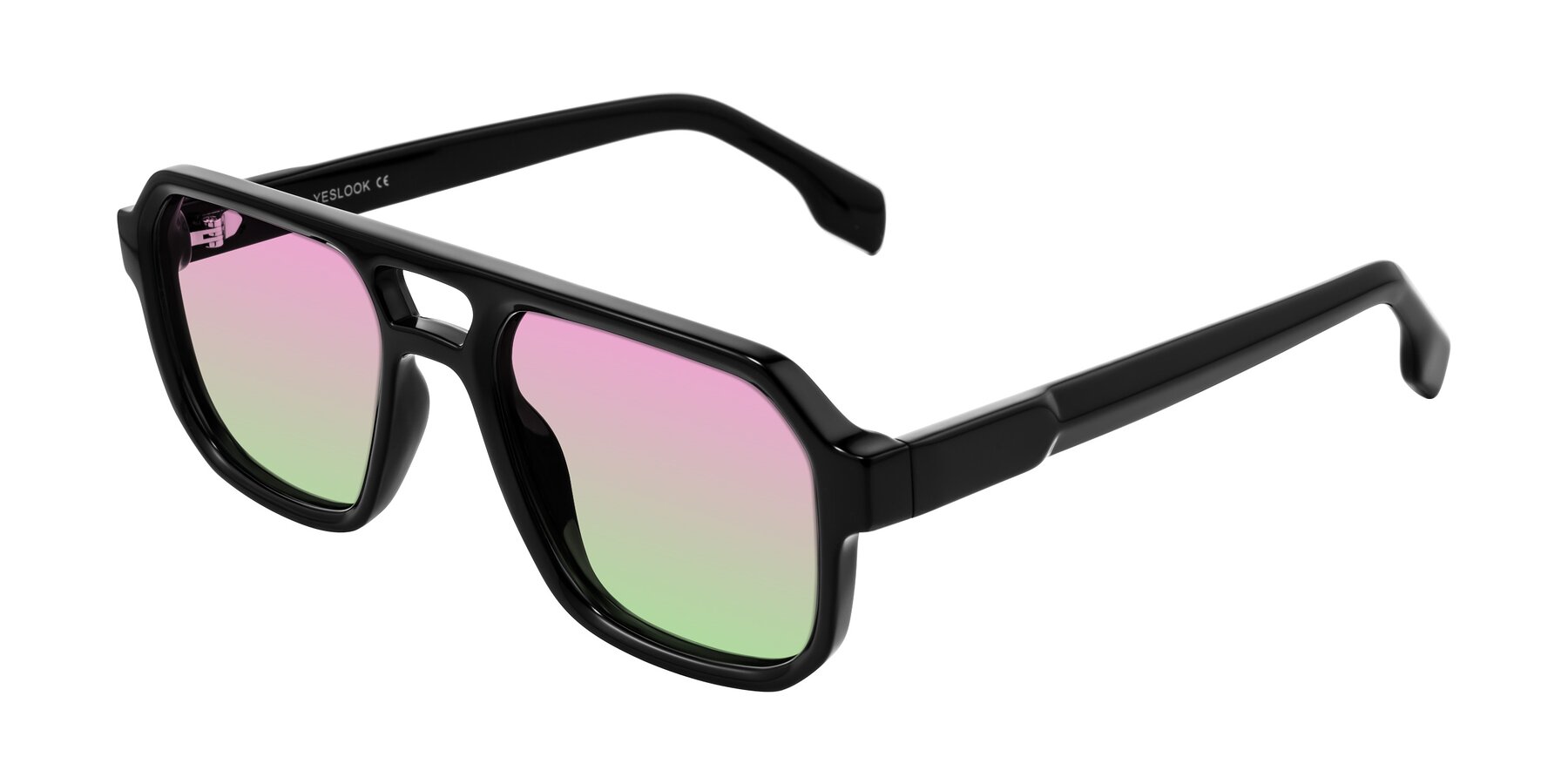 Angle of Beizaai in Black with Pink / Green Gradient Lenses