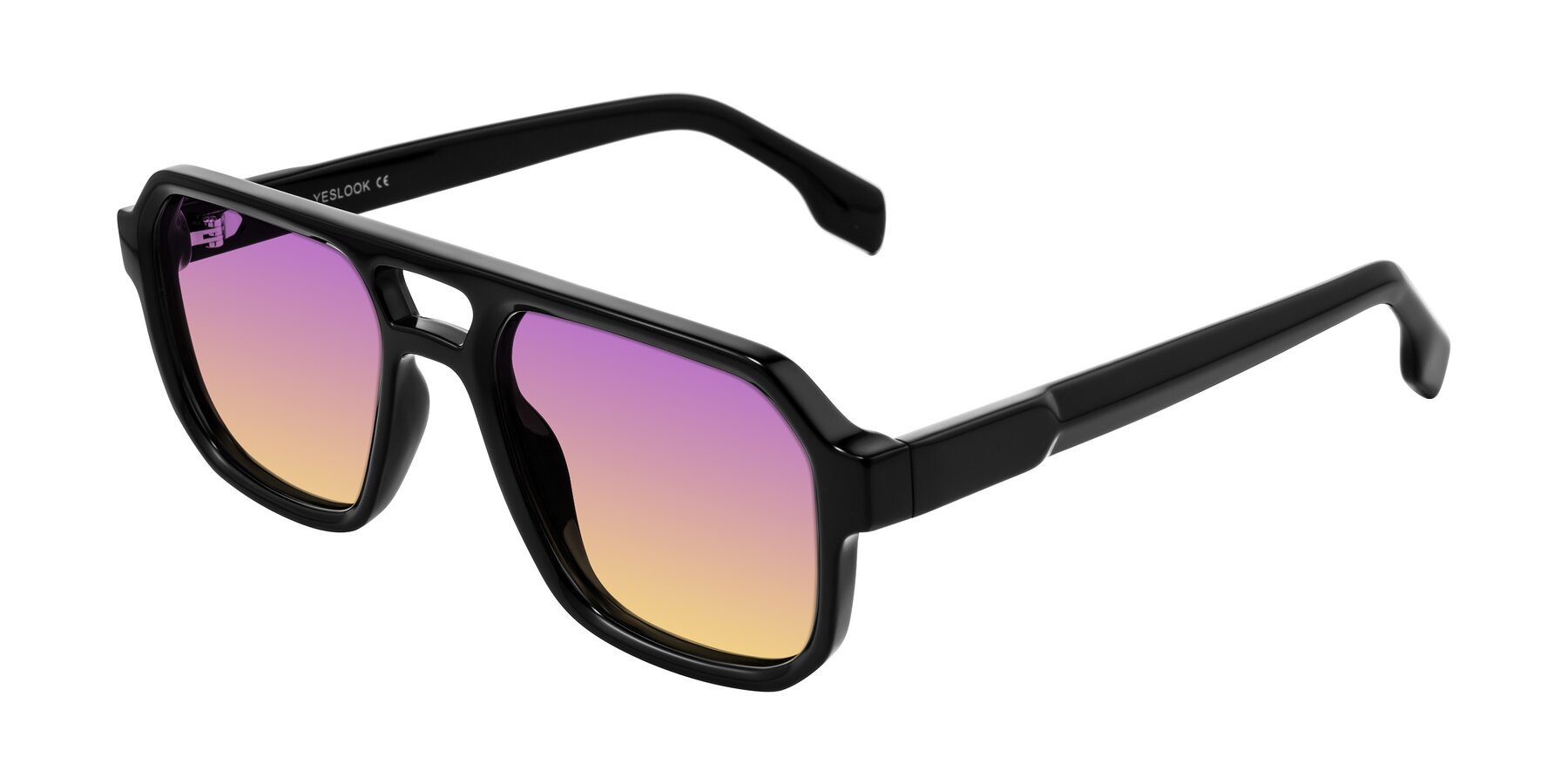 Angle of Beizaai in Black with Purple / Yellow Gradient Lenses