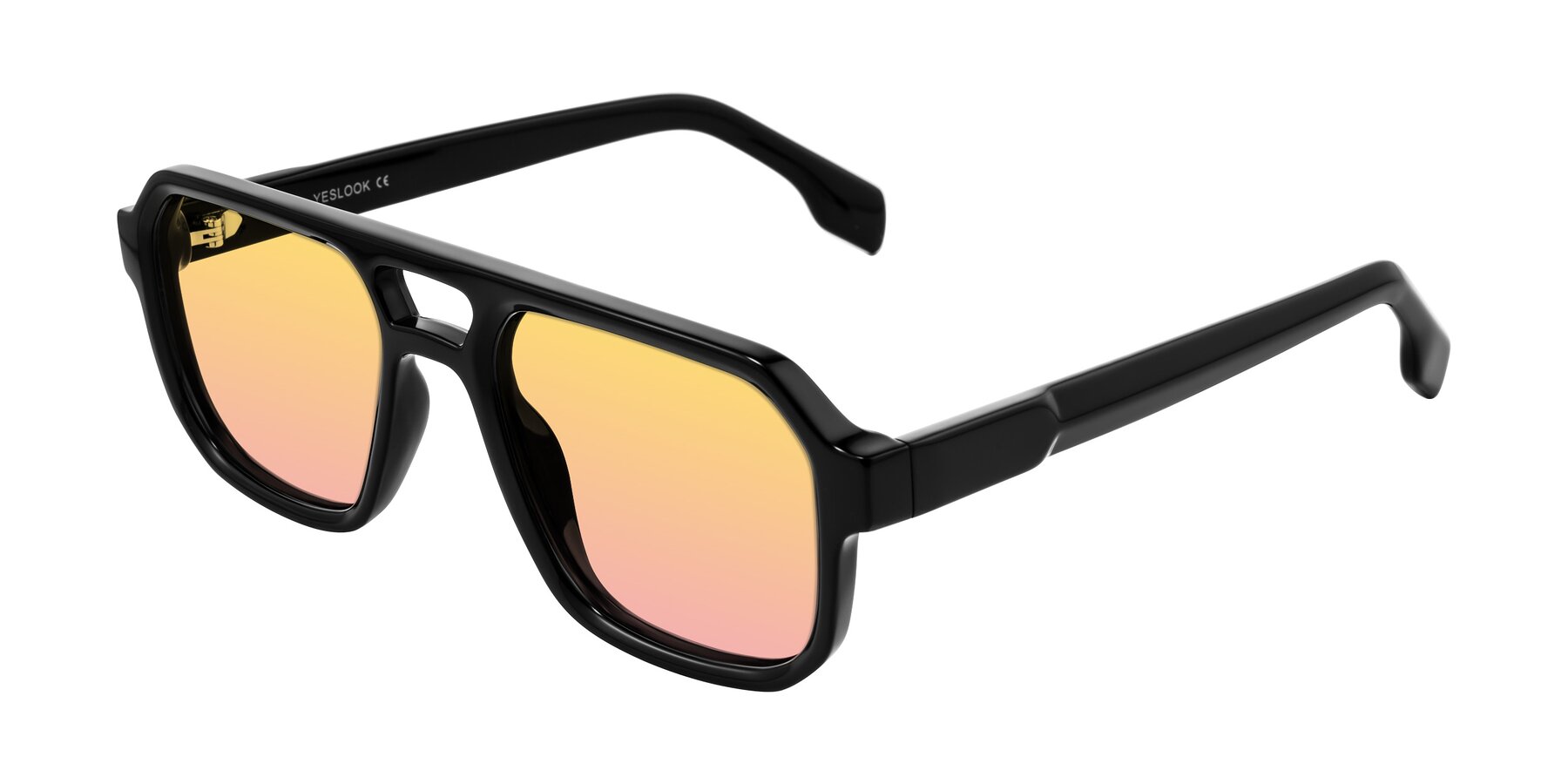 Angle of Beizaai in Black with Yellow / Pink Gradient Lenses