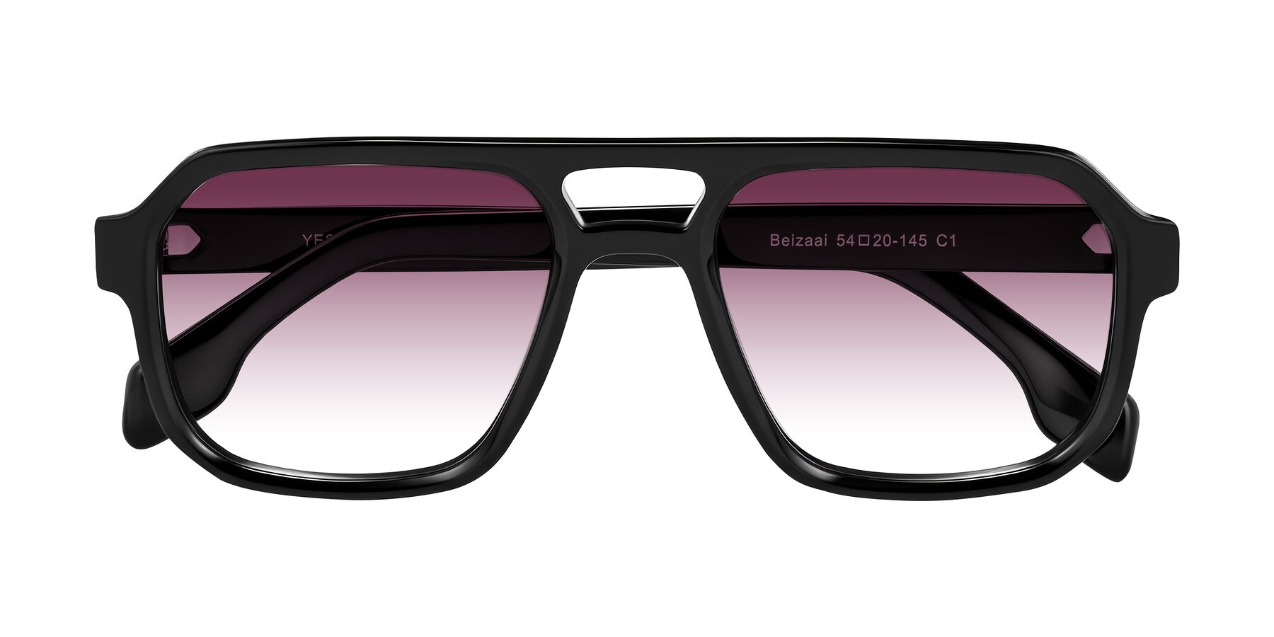 Folded Front of Beizaai in Black with Wine Gradient Lenses