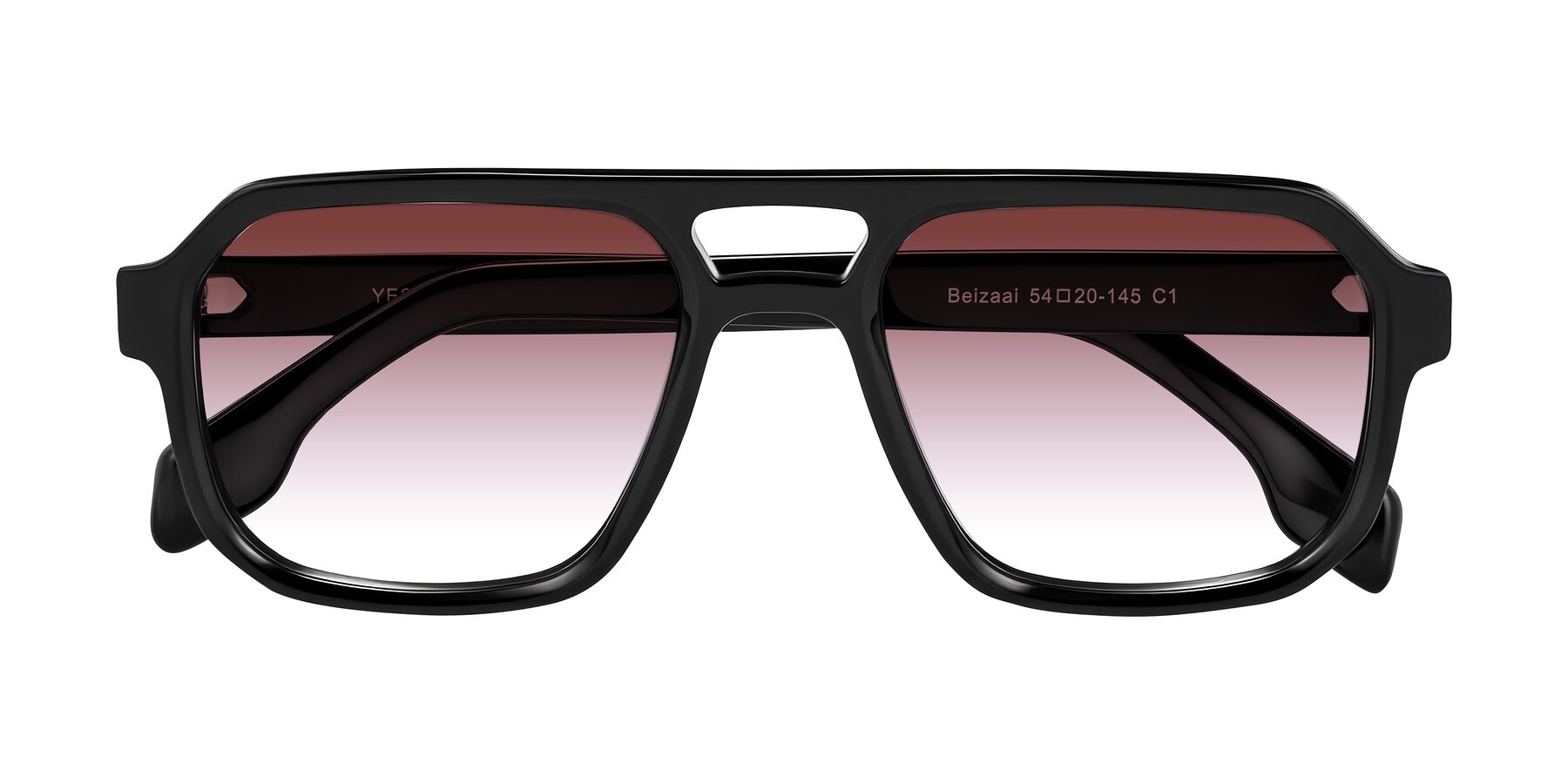 Folded Front of Beizaai in Black with Garnet Gradient Lenses