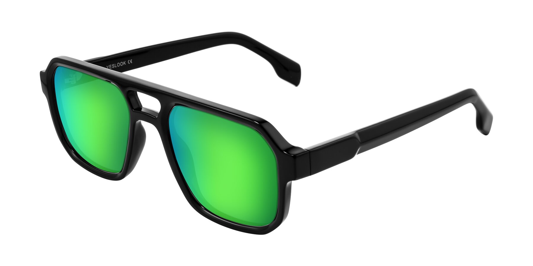 Angle of Beizaai in Black with Green Mirrored Lenses