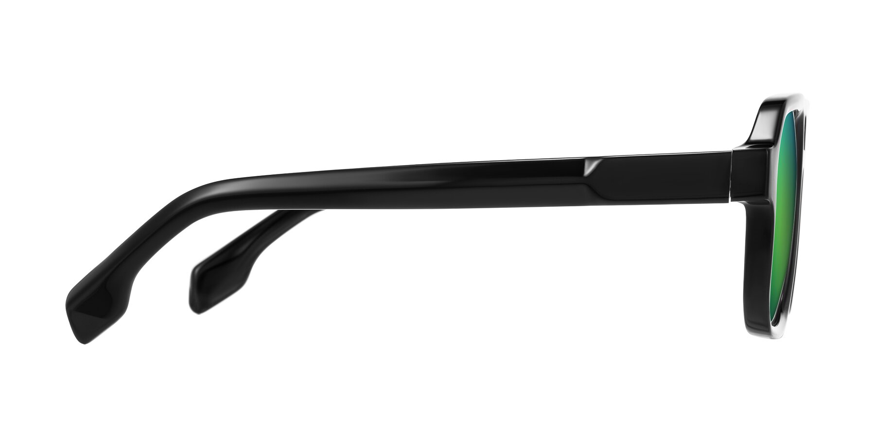 Side of Beizaai in Black with Green Mirrored Lenses