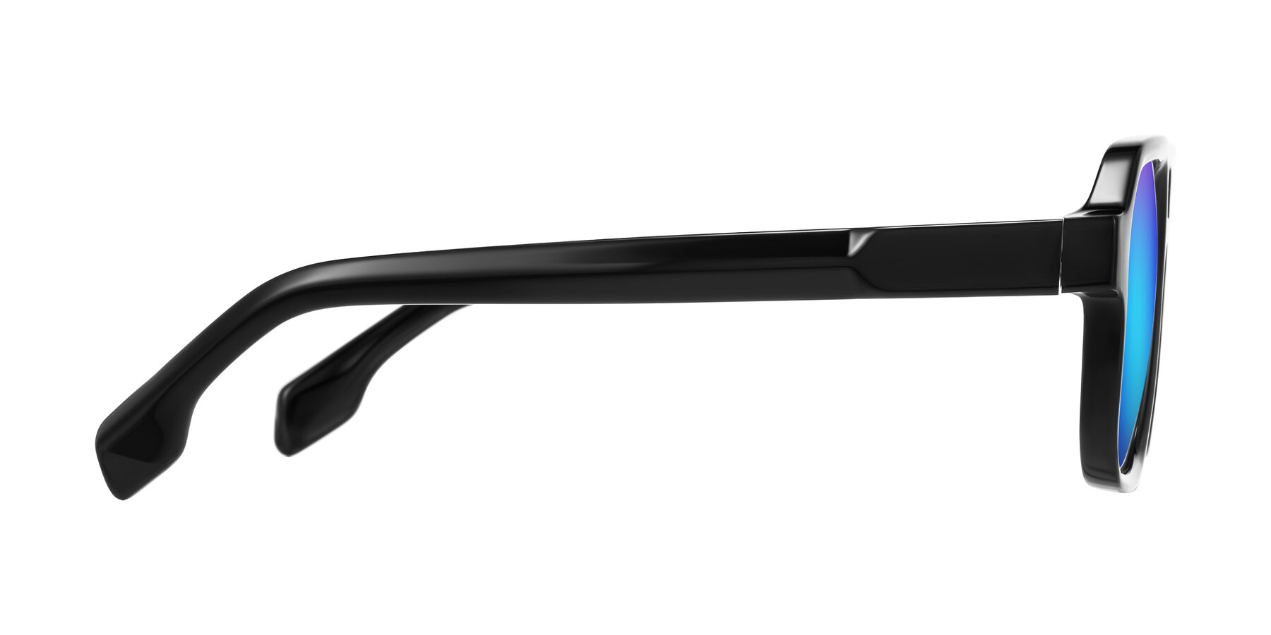 Side of Beizaai in Black with Blue Mirrored Lenses