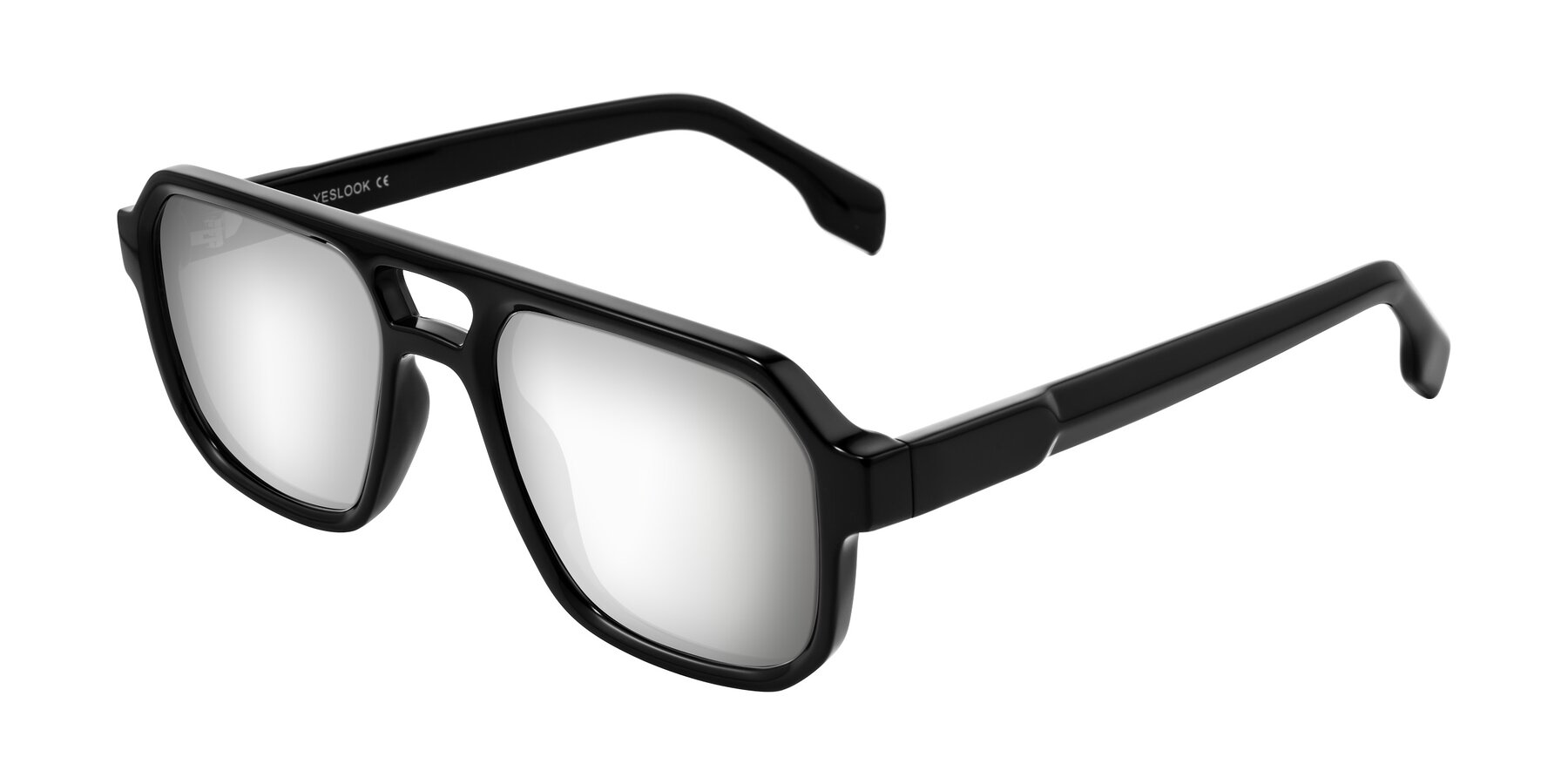 Angle of Beizaai in Black with Silver Mirrored Lenses