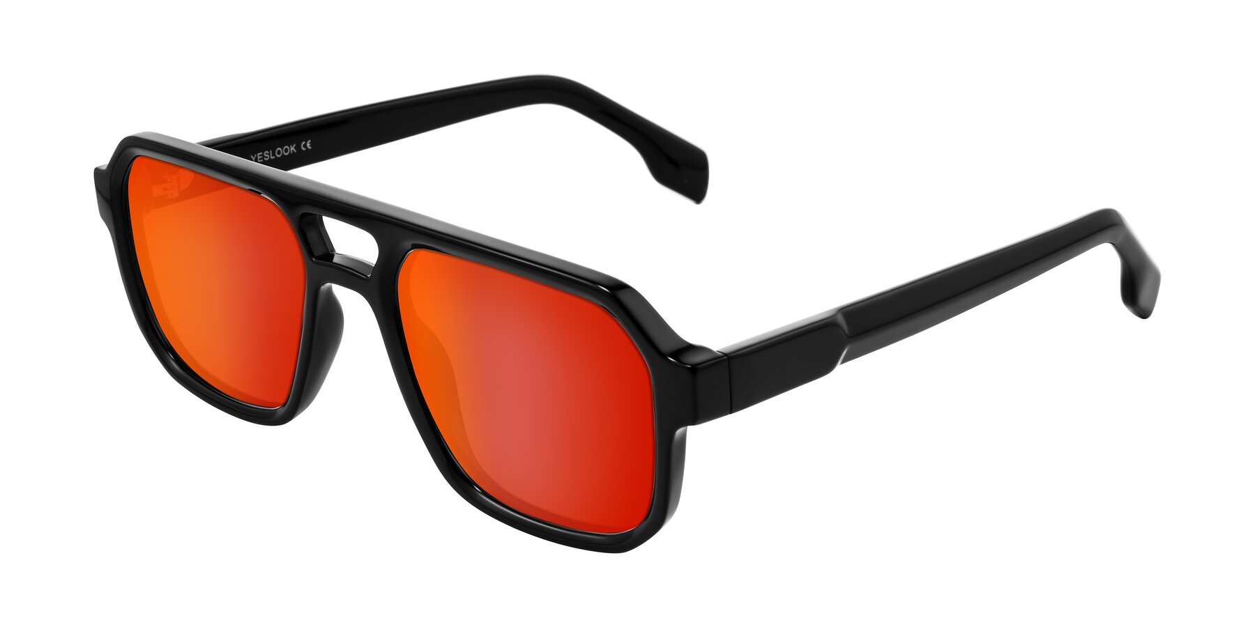 Angle of Beizaai in Black with Red Gold Mirrored Lenses