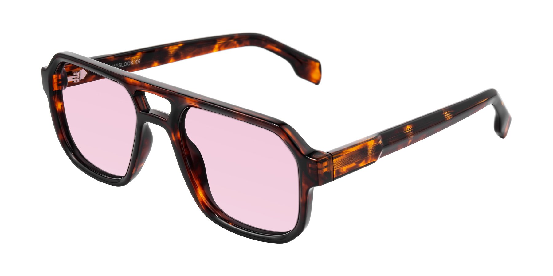 Angle of Beizaai in Tortoise with Light Pink Tinted Lenses