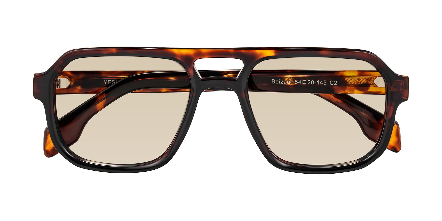 Folded Front of Beizaai in Tortoise with Light Brown Tinted Lenses