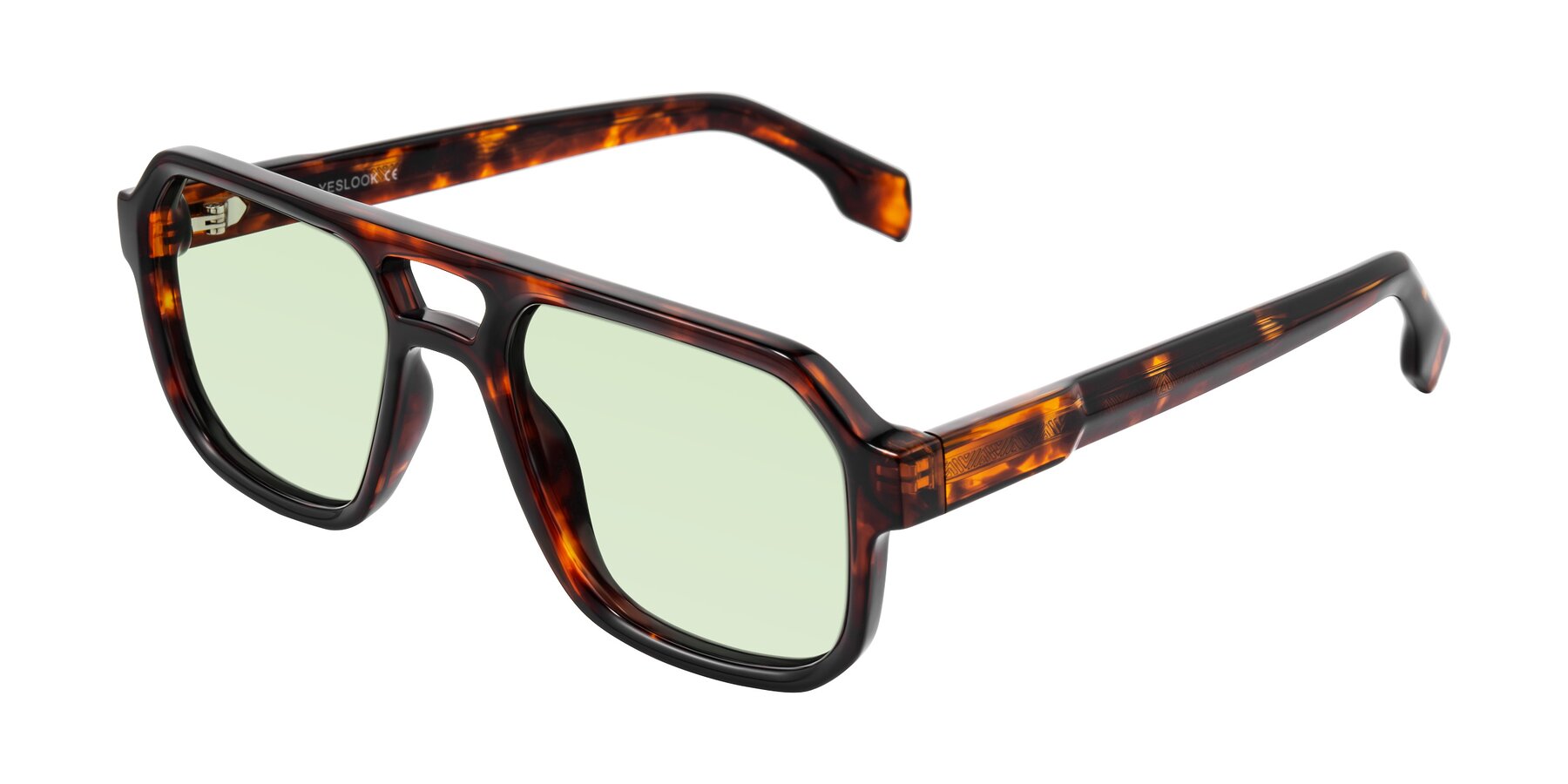 Angle of Beizaai in Tortoise with Light Green Tinted Lenses